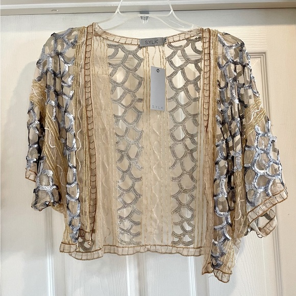 S.Y.L.K Jackets & Blazers - S.Y.L.K Chiffon Beaded Cardigan